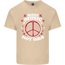 Make Music Not War Peace Hippy Rock Anti-war Mens Cotton T-Shirt Tee Top Sand