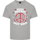 Make Music Not War Peace Hippy Rock Anti-war Mens Cotton T-Shirt Tee Top Sports Grey