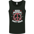Make Music Not War Peace Hippy Rock Anti-war Mens Vest Tank Top Black