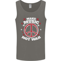Make Music Not War Peace Hippy Rock Anti-war Mens Vest Tank Top Charcoal
