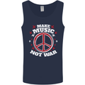 Make Music Not War Peace Hippy Rock Anti-war Mens Vest Tank Top Navy Blue