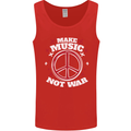 Make Music Not War Peace Hippy Rock Anti-war Mens Vest Tank Top Red