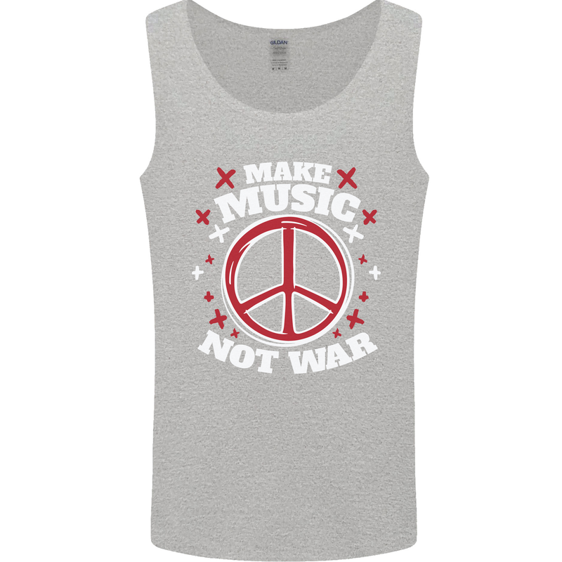 Make Music Not War Peace Hippy Rock Anti-war Mens Vest Tank Top Sports Grey