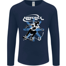 Maverick Skateboarder Skateboard Mens Long Sleeve T-Shirt Navy Blue