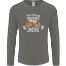 May Contain Whiskey Funny Whisky Mens Long Sleeve T-Shirt Charcoal