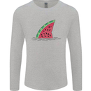 Melon Shark Fin Mens Long Sleeve T-Shirt Sports Grey