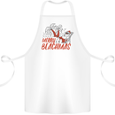 Merry Beachmas Funny Summer Santa Claus Cotton Apron 100% Organic White