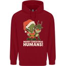 Merry Christmas Humans Funny Alien & Rudolf Xmas Mens 80% Cotton Hoodie Red