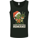 Merry Christmas Humans Funny Alien & Rudolf Xmas Mens Vest Tank Top Black