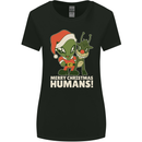 Merry Christmas Humans Funny Alien & Rudolf Xmas Womens Wider Cut T-Shirt Black