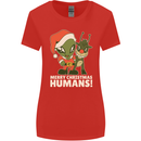 Merry Christmas Humans Funny Alien & Rudolf Xmas Womens Wider Cut T-Shirt Red