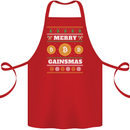 Merry Gainsmath Christmas Crypto Xmas Bitcoin Cotton Apron 100% Organic Red