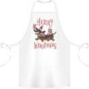 Merry Woofmas Funny Xmas Dog Cotton Apron 100% Organic White