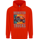 Monster Trucks are My Jam Childrens Kids Hoodie Bright Red