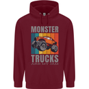 Monster Trucks are My Jam Childrens Kids Hoodie Maroon