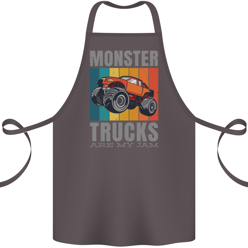 Monster Trucks are My Jam Cotton Apron 100% Organic Dark Grey