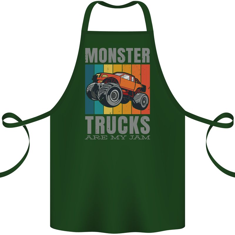 Monster Trucks are My Jam Cotton Apron 100% Organic Forest Green