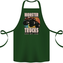 Monster Trucks are My Jam Funny Cotton Apron 100% Organic Forest Green