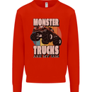 Monster Trucks are My Jam Funny Kids Sweatshirt Jumper Bright Red