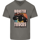 Monster Trucks are My Jam Funny Mens V-Neck Cotton T-Shirt Charcoal