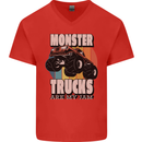 Monster Trucks are My Jam Funny Mens V-Neck Cotton T-Shirt Red