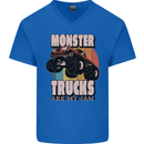 Monster Trucks are My Jam Funny Mens V-Neck Cotton T-Shirt Royal Blue