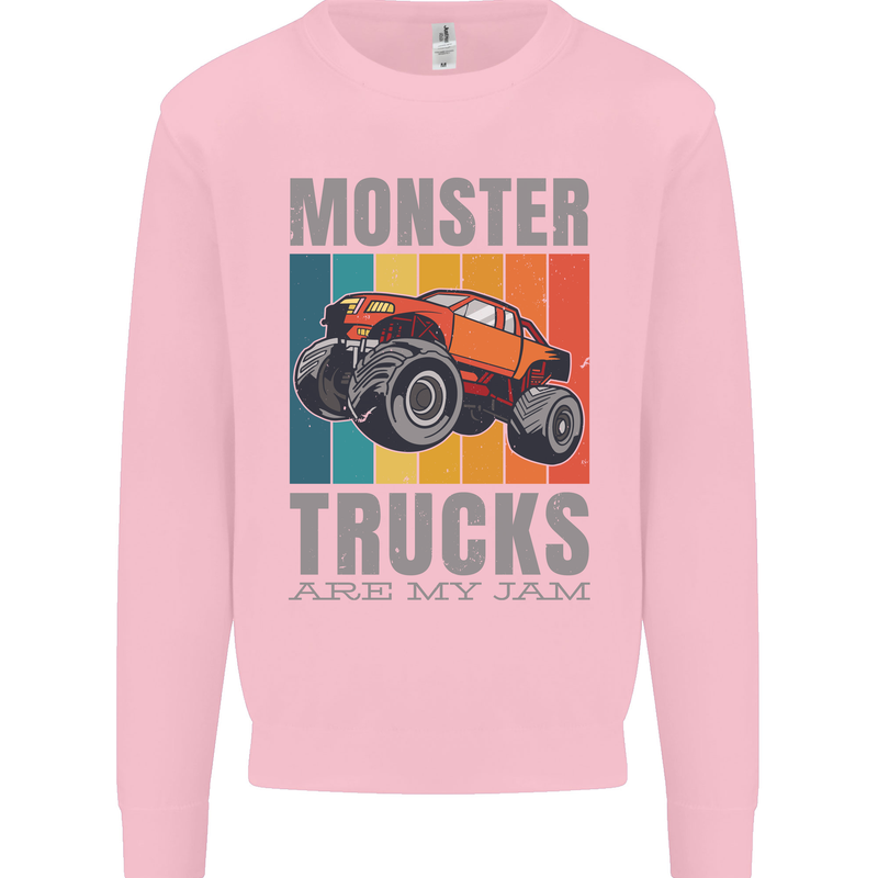 Monster Trucks are My Jam Kids Sweatshirt Jumper Light Pink