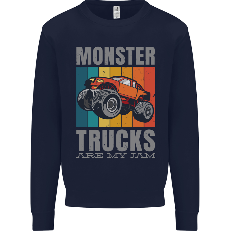 Monster Trucks are My Jam Kids Sweatshirt Jumper Navy Blue