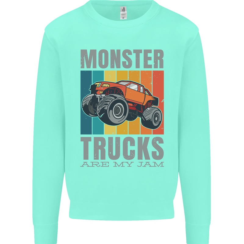 Monster Trucks are My Jam Kids Sweatshirt Jumper Peppermint