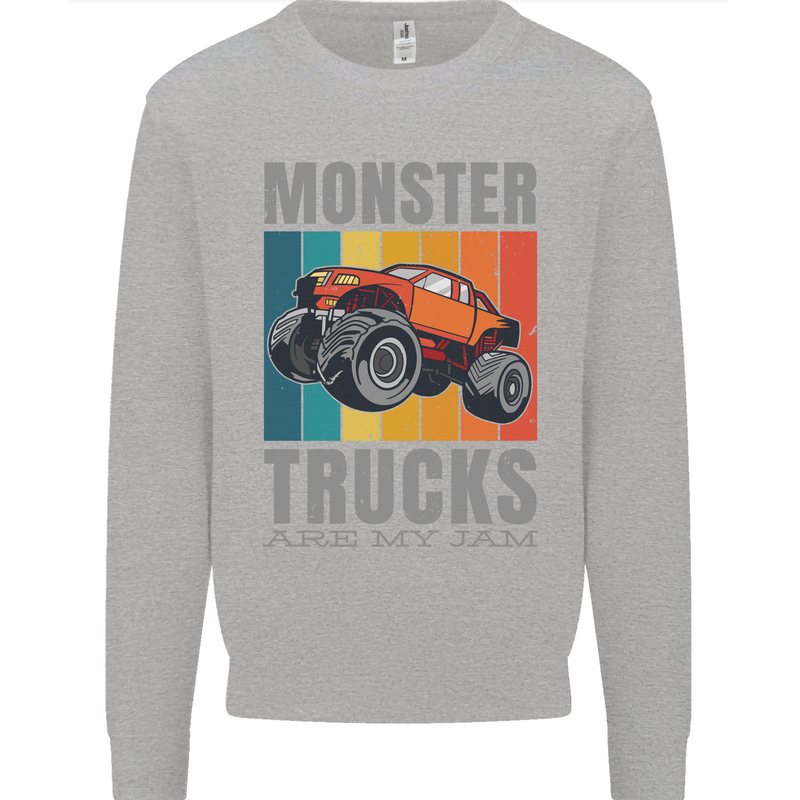 Monster Trucks are My Jam Kids Sweatshirt Jumper Sports Grey