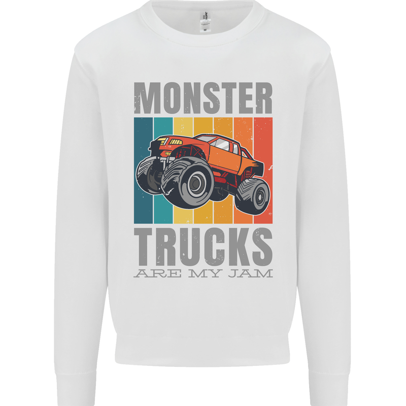 Monster Trucks are My Jam Kids Sweatshirt Jumper White