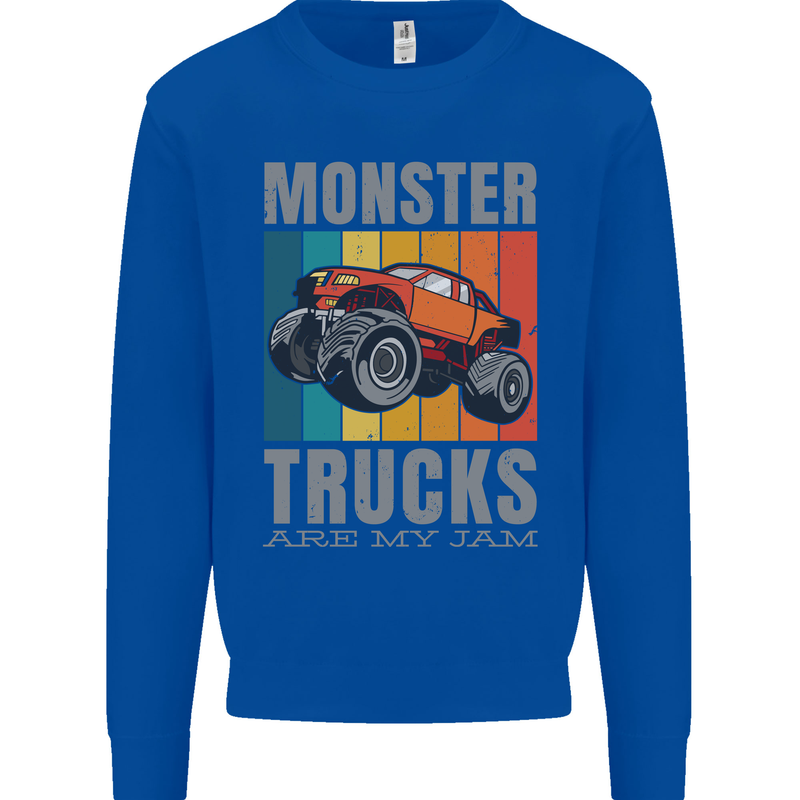 Monster Trucks are My Jam Mens Sweatshirt Jumper Royal Blue