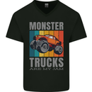 Monster Trucks are My Jam Mens V-Neck Cotton T-Shirt Black