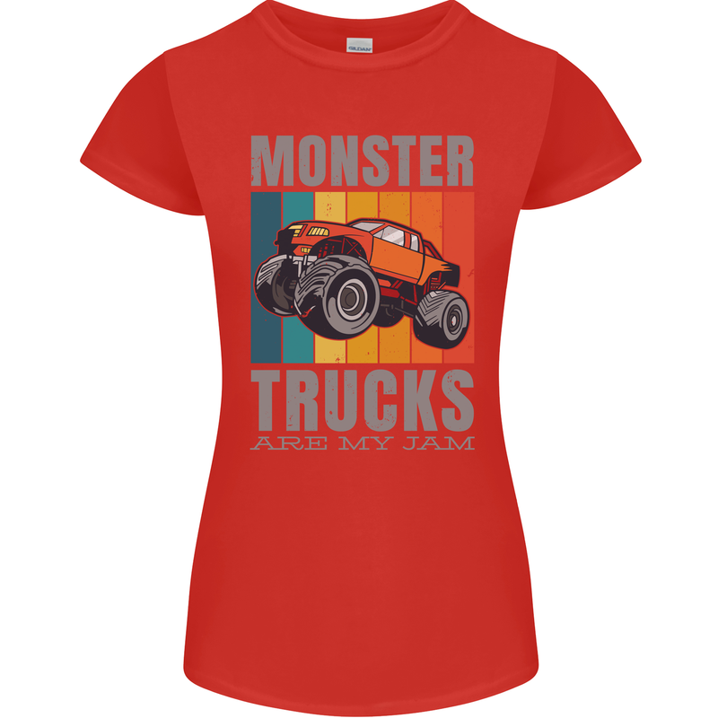Monster Trucks are My Jam Womens Petite Cut T-Shirt Red