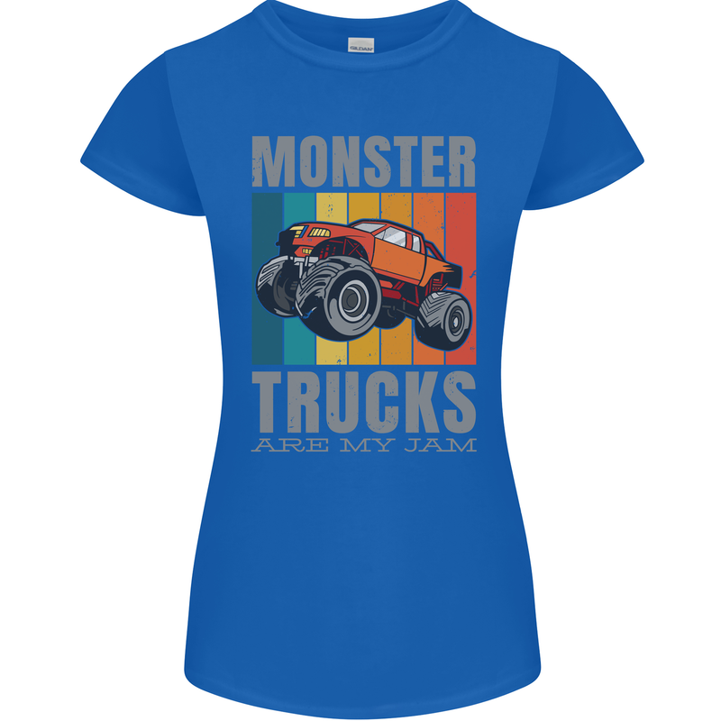 Monster Trucks are My Jam Womens Petite Cut T-Shirt Royal Blue