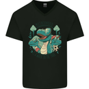 Motherhood Funny Dinosaur Mothers Day Mens V-Neck Cotton T-Shirt Black