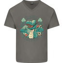 Motherhood Funny Dinosaur Mothers Day Mens V-Neck Cotton T-Shirt Charcoal