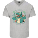 Motherhood Funny Dinosaur Mothers Day Mens V-Neck Cotton T-Shirt Sports Grey