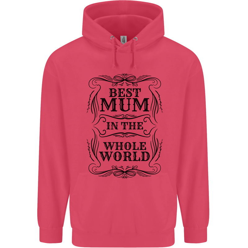 Mothers Day Best Mum in the World Childrens Kids Hoodie Heliconia