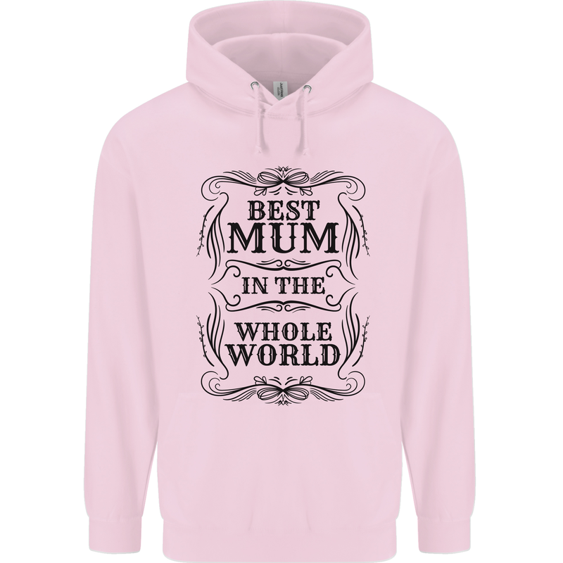 Mothers Day Best Mum in the World Childrens Kids Hoodie Light Pink