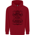 Mothers Day Best Mum in the World Childrens Kids Hoodie Red