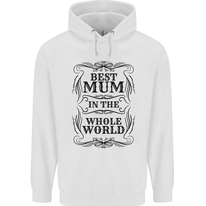 Mothers Day Best Mum in the World Childrens Kids Hoodie White