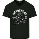 Motocross Girl Motocross MotoX Dirt Bike Female Mens V-Neck Cotton T-Shirt Black