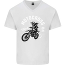 Motocross Girl Motocross MotoX Dirt Bike Female Mens V-Neck Cotton T-Shirt White