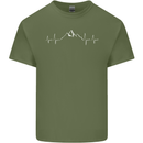 Mountain ECG Trekking Hiking Climbing Pulse Mens Cotton T-Shirt Tee Top Military Green