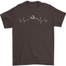 Mountain ECG Trekking Hiking Climbing Pulse Mens T-Shirt 100% Cotton Dark Chocolate