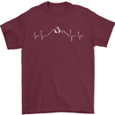 Mountain ECG Trekking Hiking Climbing Pulse Mens T-Shirt 100% Cotton Maroon