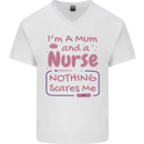 Mum and a Nurse Funny Mothers Day Gift Mens V-Neck Cotton T-Shirt White