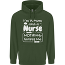 Mum and a Nurse Nothing Scares Me Mothers Day Childrens Kids Hoodie Forest Green