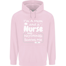 Mum and a Nurse Nothing Scares Me Mothers Day Childrens Kids Hoodie Light Pink
